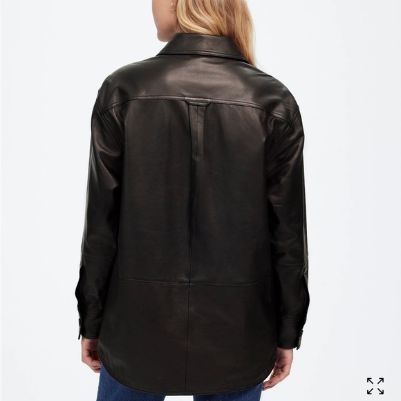 Madewell Washed Leather Shirt-Jacket black - Picture 3 of 5
